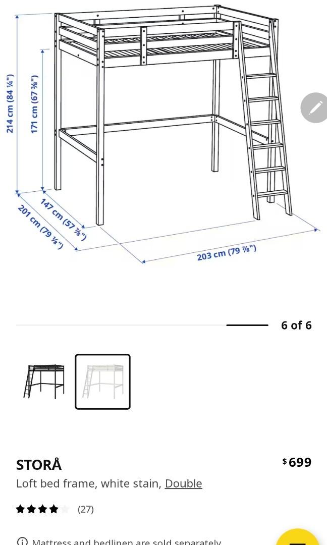 Ikea Stora Loft bed, Furniture & Home Living, Furniture, Bed Frames