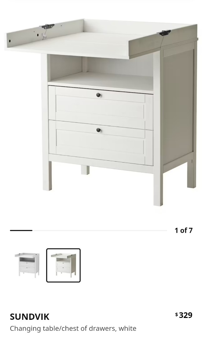 IKEA Sundvik baby changing table in white, Babies & Kids, Baby Nursery