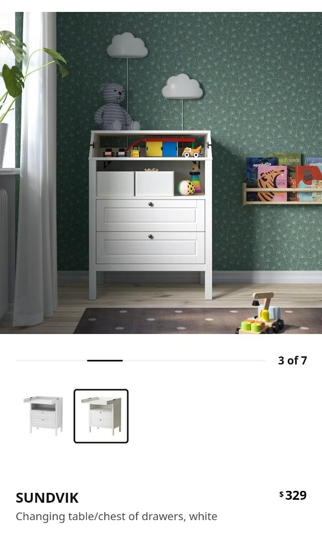 IKEA Sundvik baby changing table in white, Babies & Kids, Baby Nursery