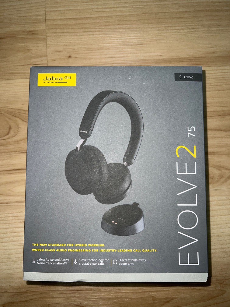 Jabra Evolve2 75 USBC UC with Charging Stand Black, Audio, Headphones & Headsets on Carousell