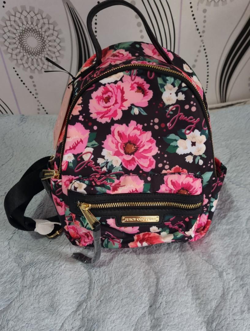 Juicy Couture Backpack Black/Beige zip paparazzi bag New Sz OS