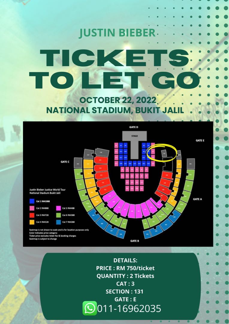 JUSTIN BIEBER TICKET CAT 3, Tickets & Vouchers, Event Tickets on Carousell
