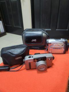 JVC video camera and CANON camera