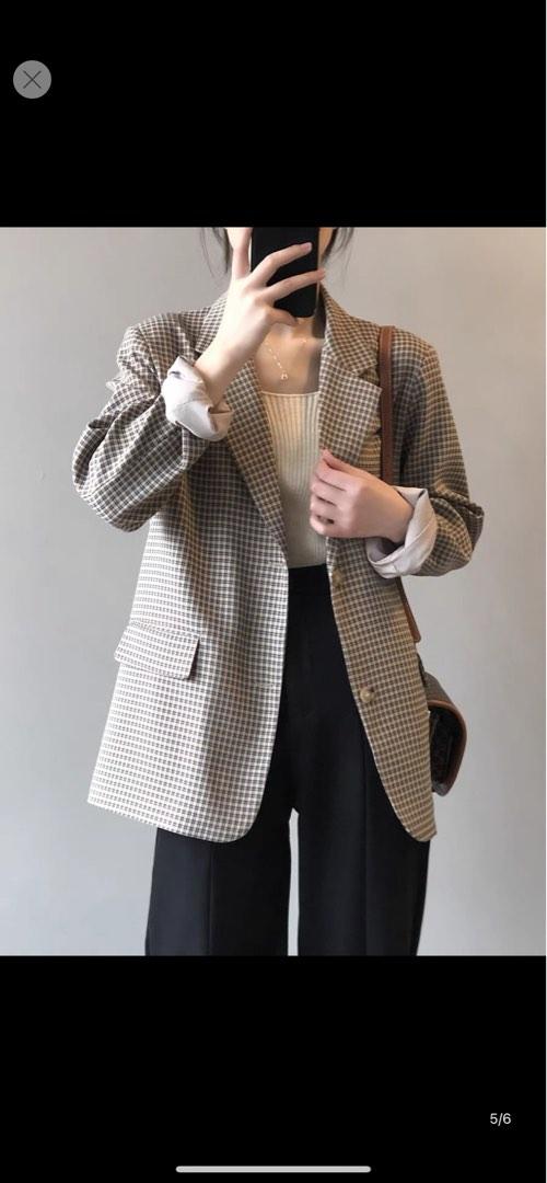 Korean checkered blazer online