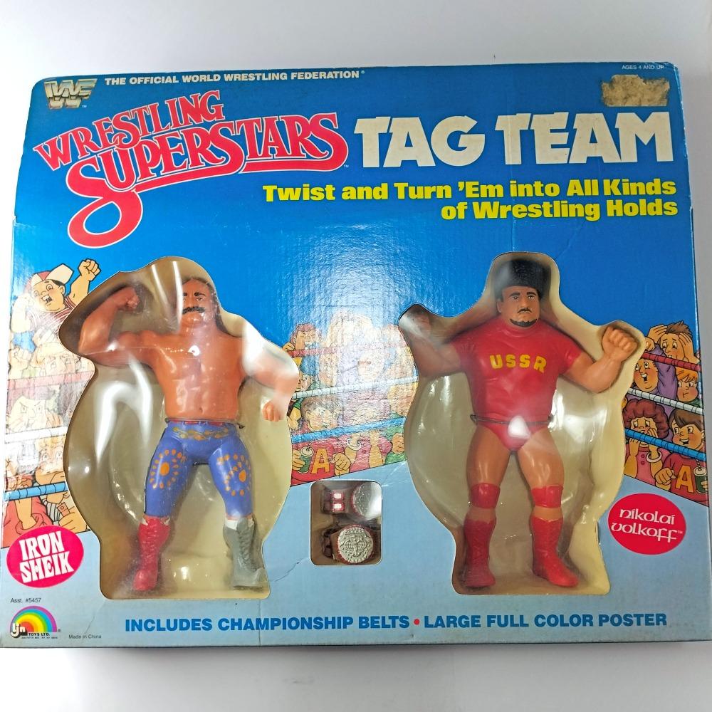 LJN WWF Wrestling Superstars Tag Team Champions The Iron Sheik & Nikolai Volkoff rare vintage