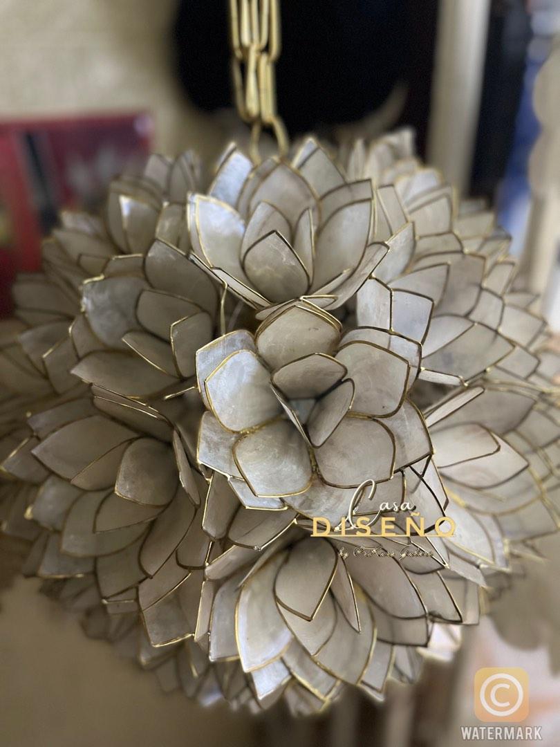 Lotus Capiz Pendant Light (Category: Lighting) located in Caloocan City. Submitted by casadisenyo (Listing ID 1181192221, Image 3). Description: MADE TO ORDER LOTUS CAPIZ PENDANT LIGHT SIZE 17inch Lead time: 7-10days We accept customize size.