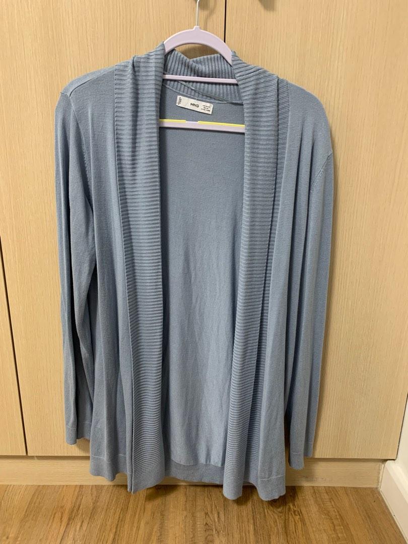 Mango Long Knitted Cardigan (Category: Coats, Jackets and Outerwear) located in Pasig City. Submitted by repentanthoarder (Listing ID 1181257482, Image 2). Description: Mango Blue Long Knitted Cardigan Never been used cardigan Size XL RFS: Not using it.
