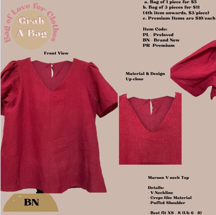 Maroon V neck Top Women s Fashion Tops Blouses on Carousell
