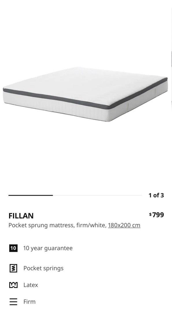 Mattress KING Fillan IKEA, Furniture & Home Living, Furniture, Bed