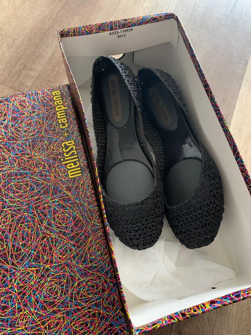 Melissa Campana Black Glitter Women s Fashion Footwear Flats