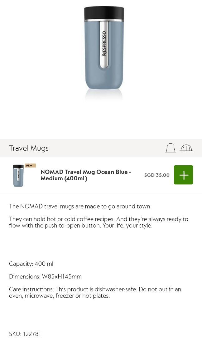 Nespresso Nomad Travel Mug 400 Ml Ocean Blue