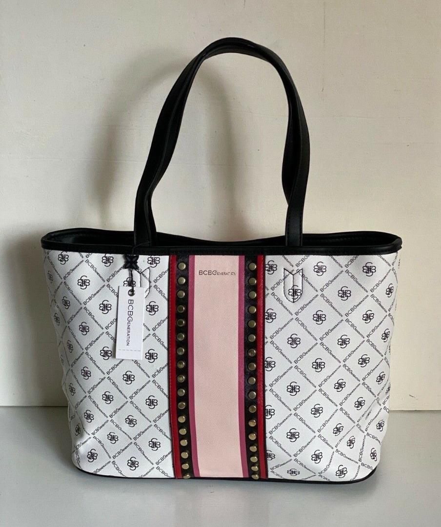 NEW BCBG BCBGENERATION RINA WHITE SIGNATURE PRINT SATCHEL TOTE BAG 108 SALE Women s Fashion Bags Wallets Tote Bags on Carousell