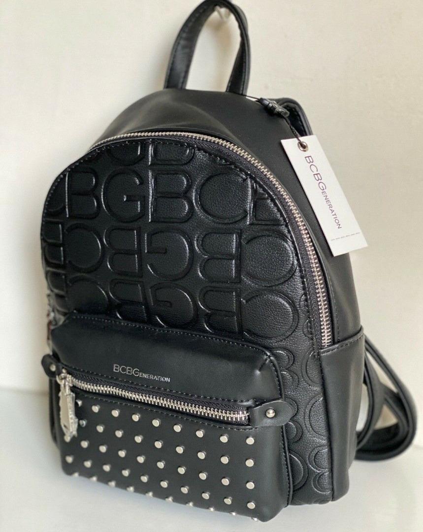 NEW BCBG BCBGENERATION ROSALIE BLACK EMBOSSED LOGO LEATHER BACKPACK BAG 98 SALE Women s Fashion Bags Wallets Backpacks on Carousell