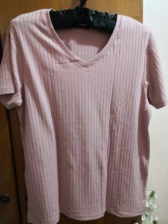 Plus Sized Pink Ribbed Shirt