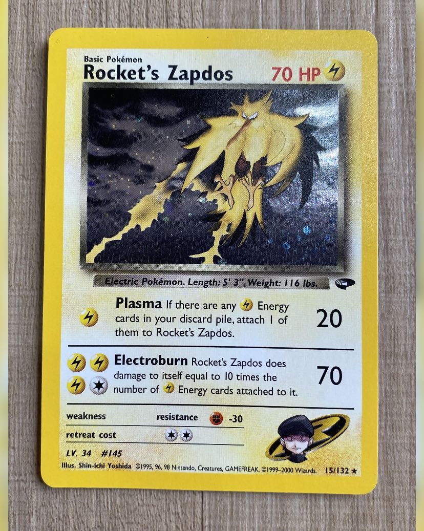 Pokemon Rocket’s Zapdos 15/132, Hobbies & Toys, Toys & Games on Carousell