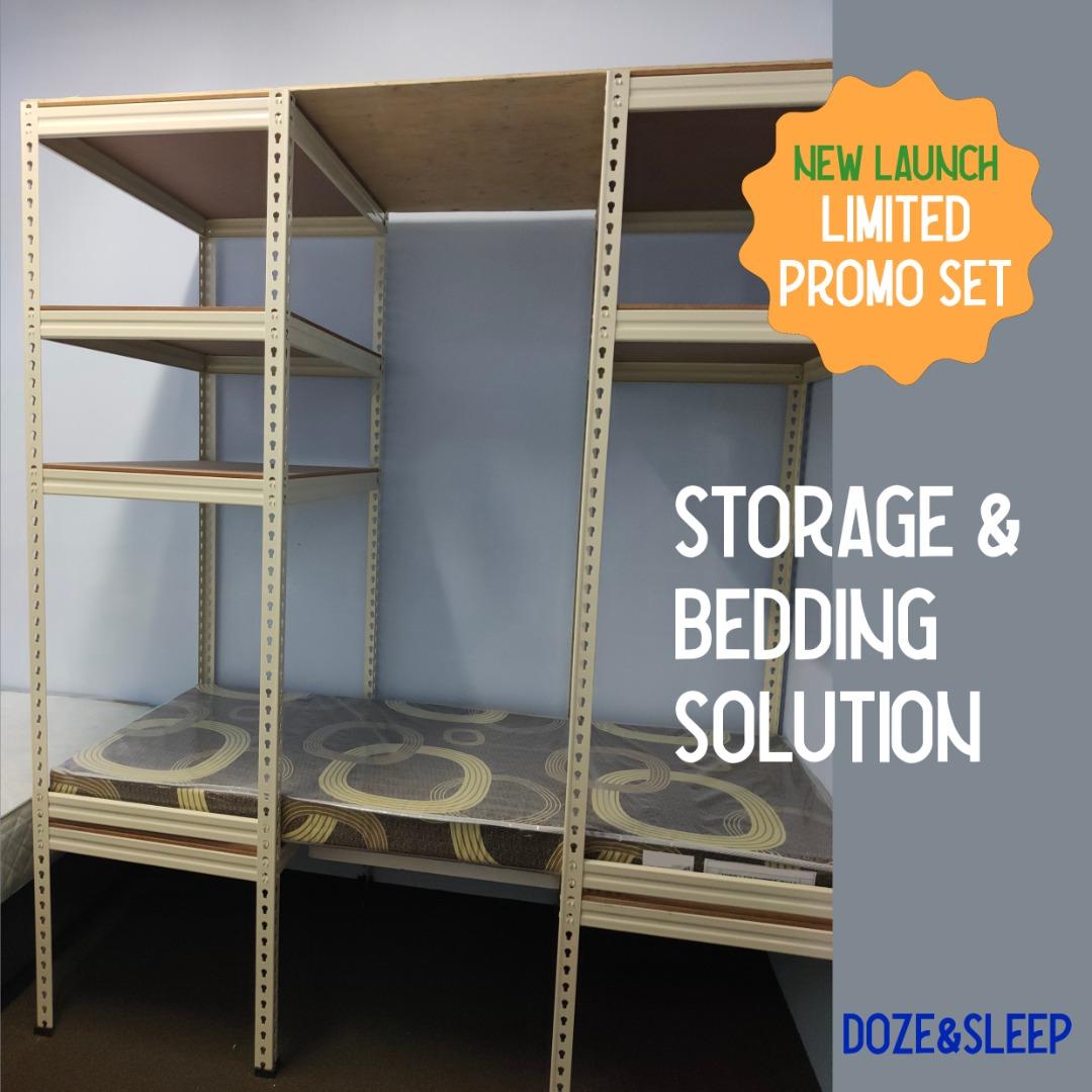Practical Storage Bed Rack including Customized Size Mattress for Small