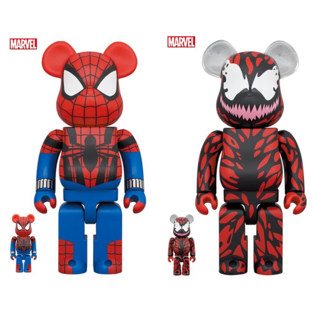 Preorder]Bearbrick SpiderMan & Carnage 100% + 400% Set, Hobbies 