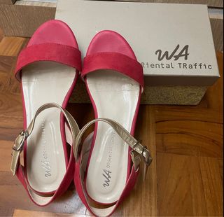 Red wedge discount sandals for women