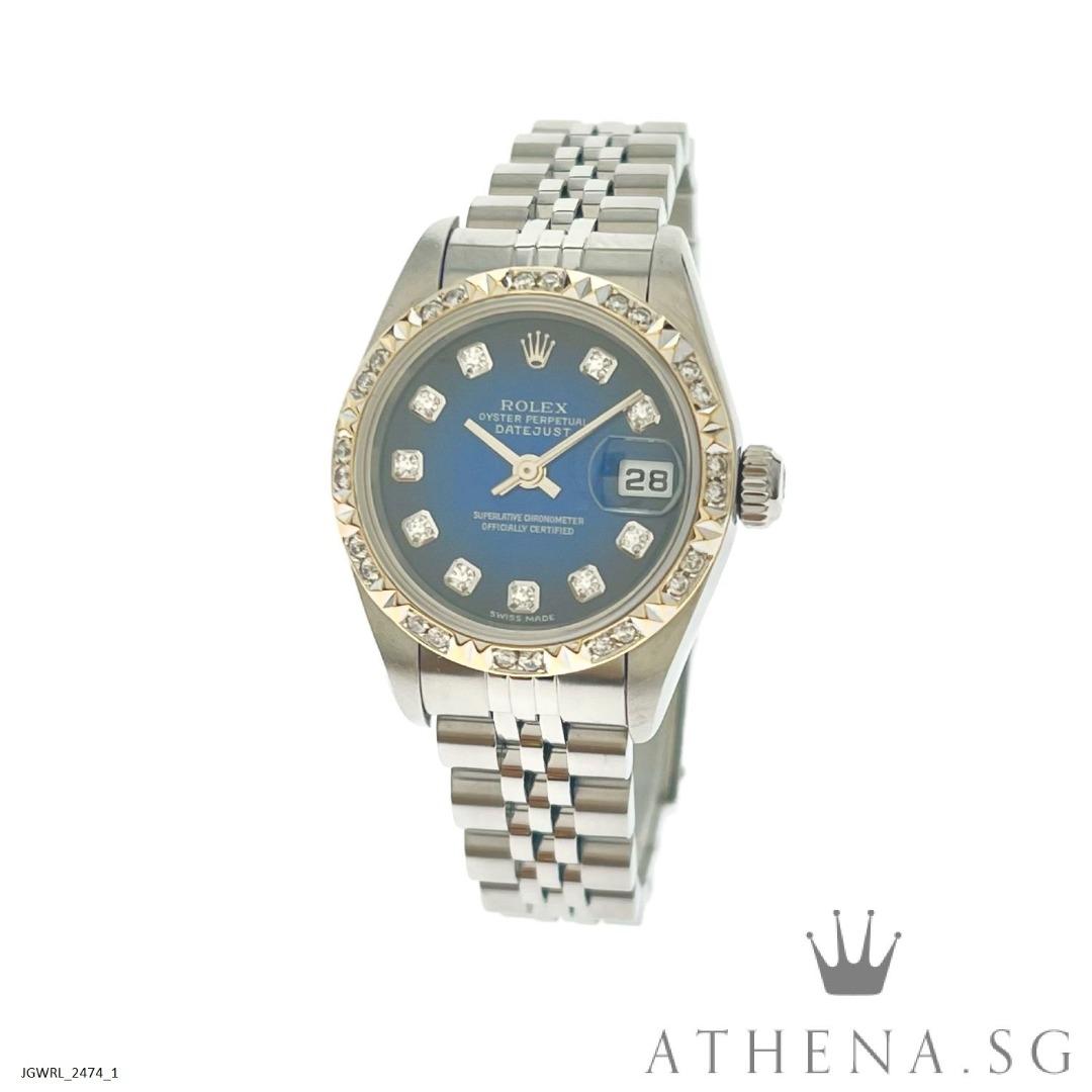 ROLEX OYSTER PERPETUAL LADIES DATEJUST K SERIES 26 2 TONE BLUE