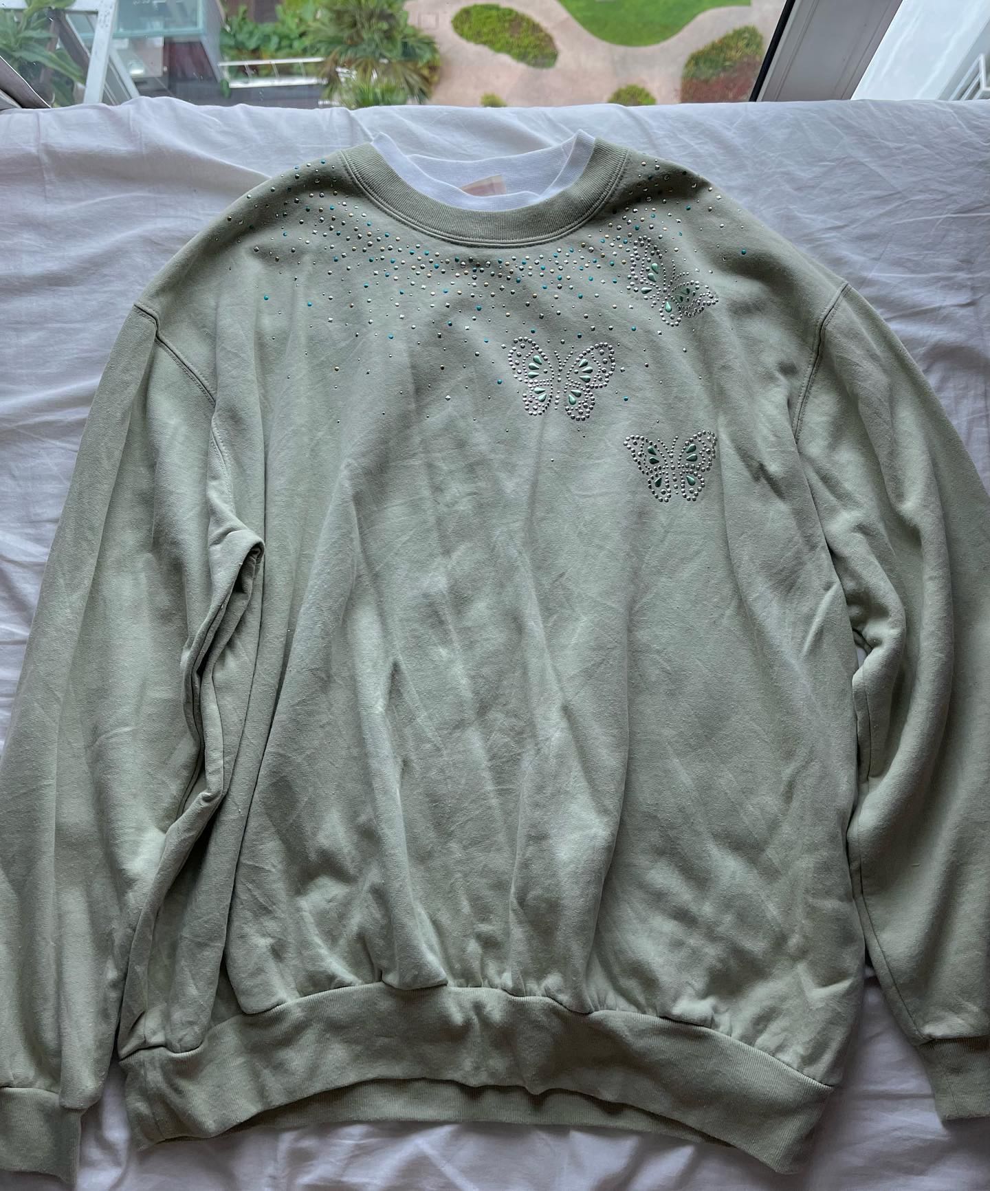 SAIGE WASHED OLIVE MINERAL SWEATER TOP