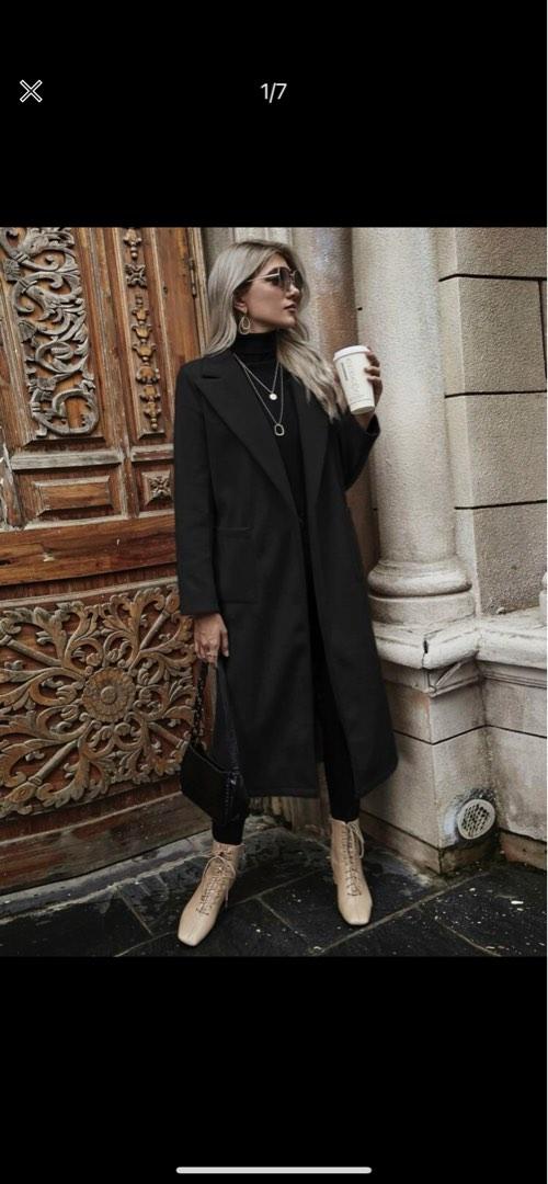 Shein Black Coat Women s Fashion Coats Jackets and Outerwear on