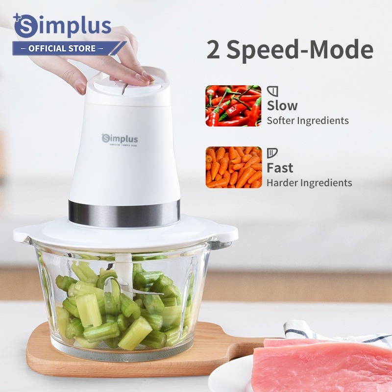 Simplus Meat Grinder 2L Glass Bowl Food Chopper Processor Mixer Mincer 4 Blades  Stainless steel, TV  Home Appliances, Kitchen Appliances, Juicers,  Blenders  Grinders on Carousell