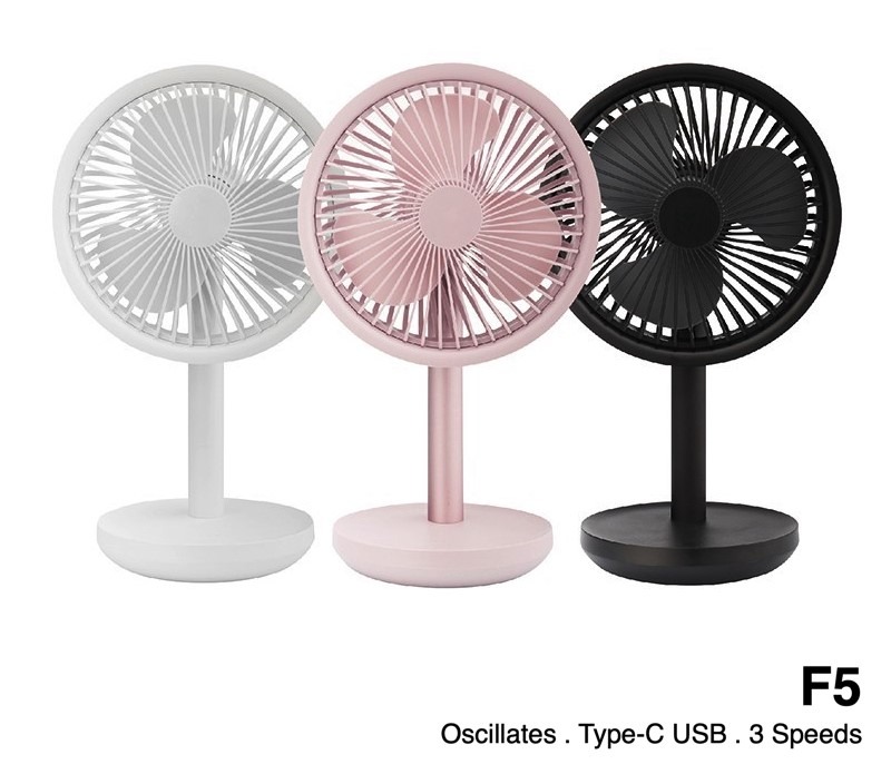 SOLOVE F5 Portable Desktop Fan Rotating 3 Speed Rechargeable USB ...