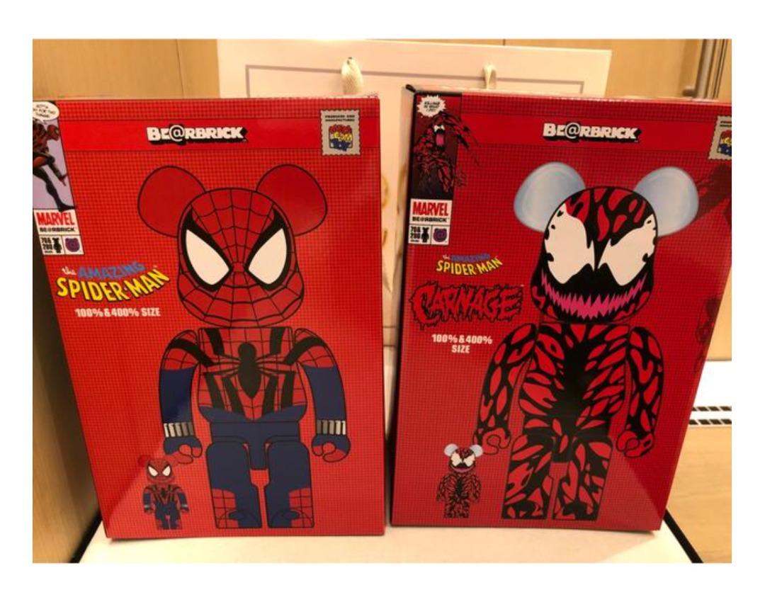 Bearbrick Spidermam Ben Reilly Spider man Carnage 400% + 100%, Hobbies ...