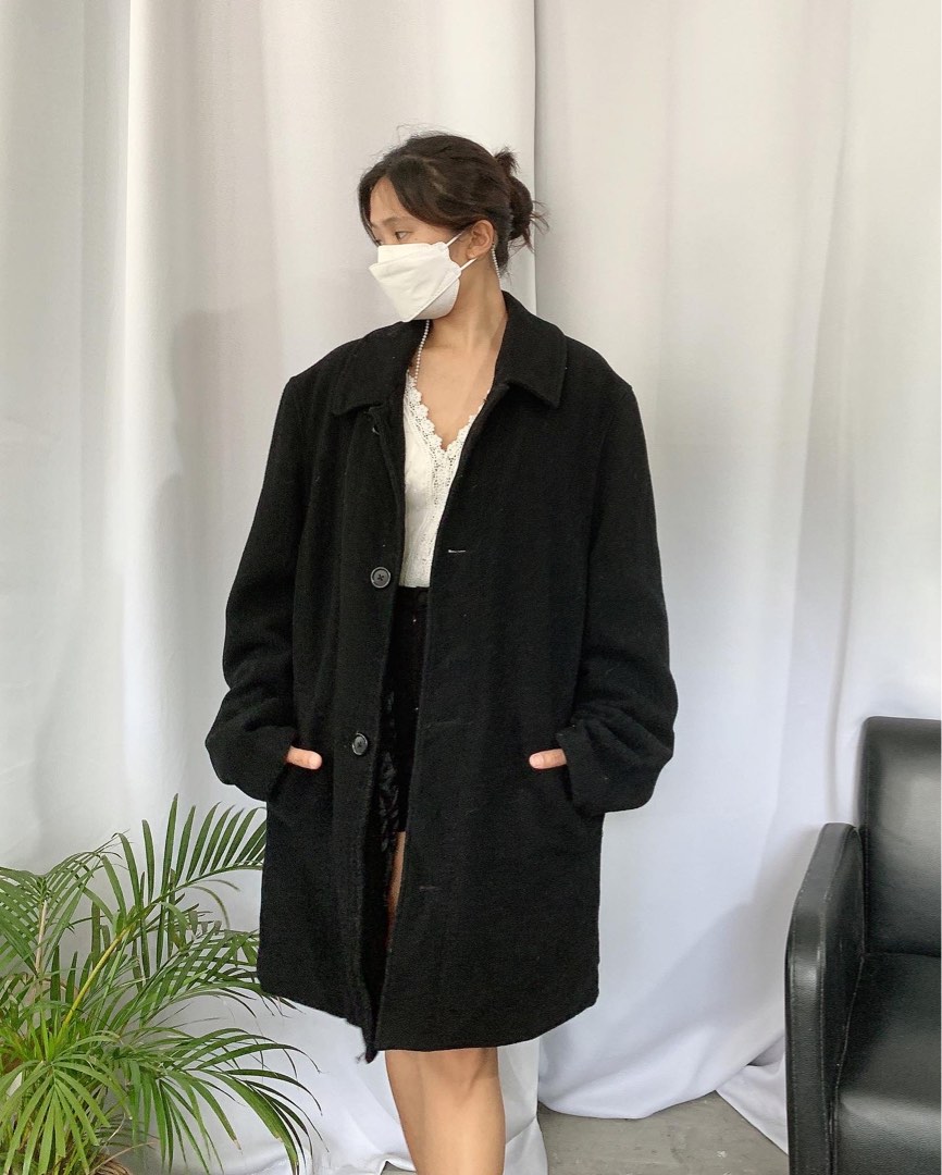 ST. JOHN S BAY Black Wool Coat Medium Large Women s Fashion Coats Jackets and Outerwear on Carousell