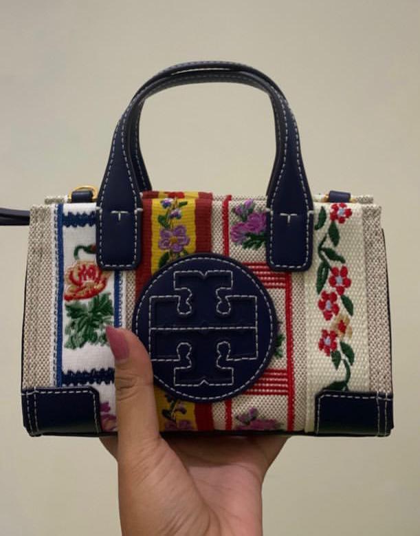 Tory burch ella webbing patchwork micro tote discount