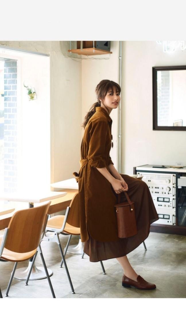 Uniqlo Corduroy Long Sleeve Shirt Dress