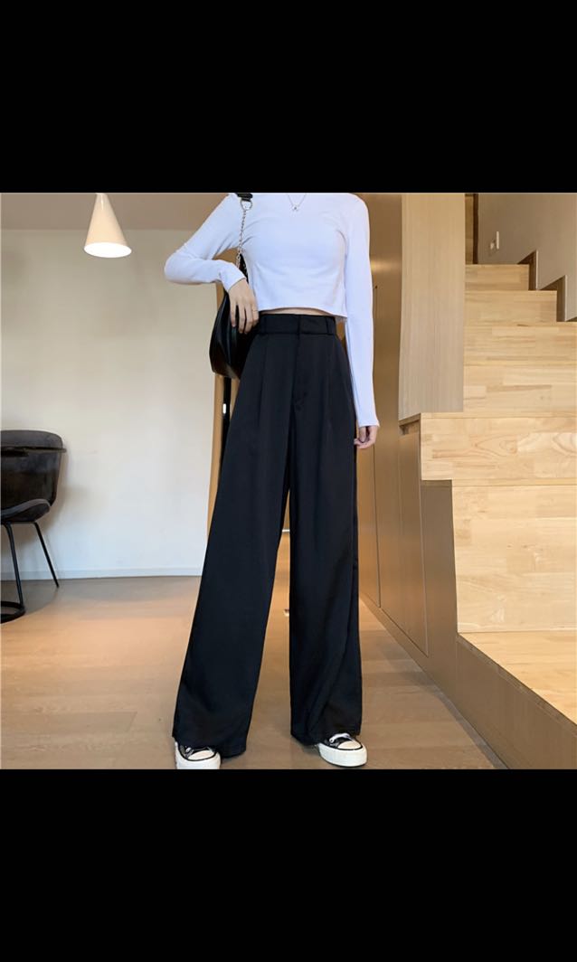 High Waist Wide Leg Korean Trousers (Brown)