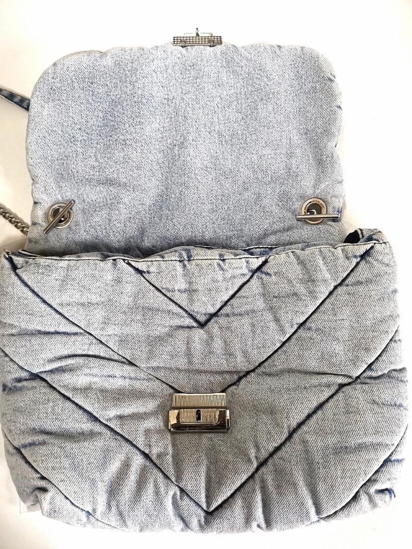 Zara quilted maxi crossbody bag 2025 denim