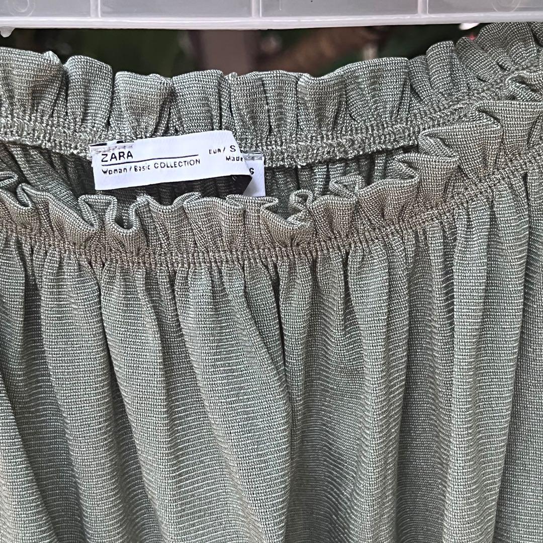 Zara Sage Green Off Shoulder Crop Top, Women's Fashion, Tops, Others