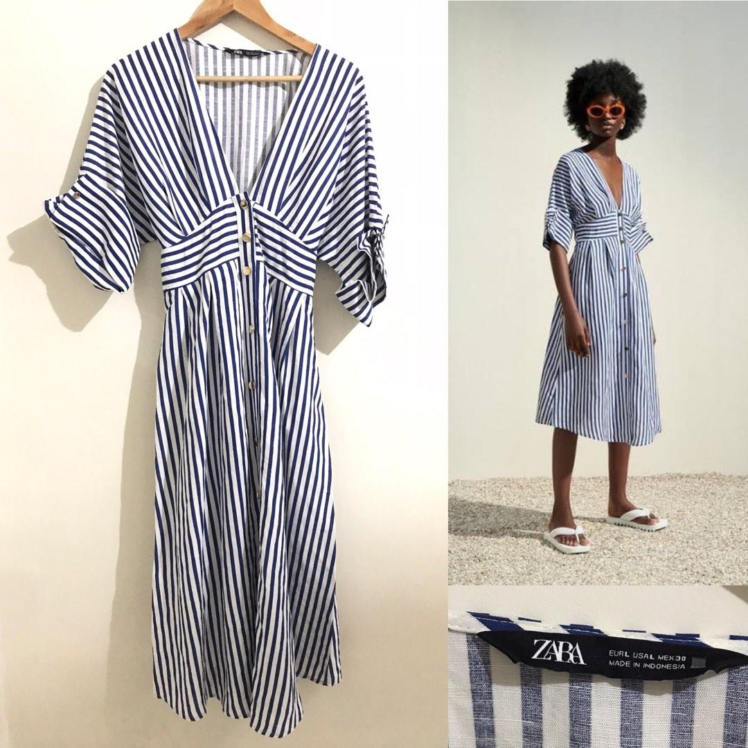 Zara Striped midi dress Women s Fashion Dresses Sets Dresses on Carousell