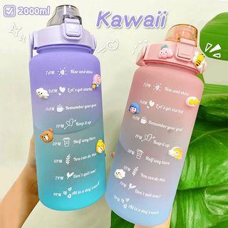 2L Motivational Water Bottle Girl Straw Cup Large