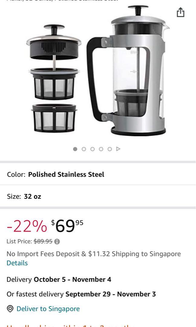 ESPRO P5 32-Oz. Glass and Polished Stainless Steel French Press + Reviews