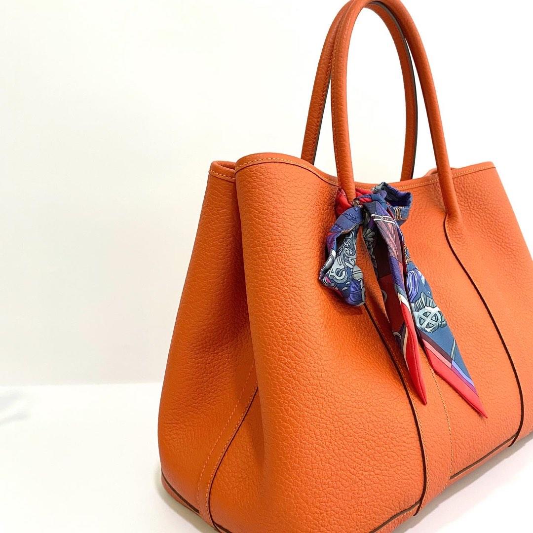 Hermes Orange Poppy Garden Party Country Leather in 36cm, Luxury