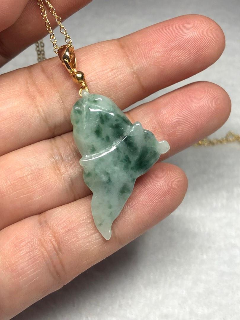 Floating flower jade goldfish pendant