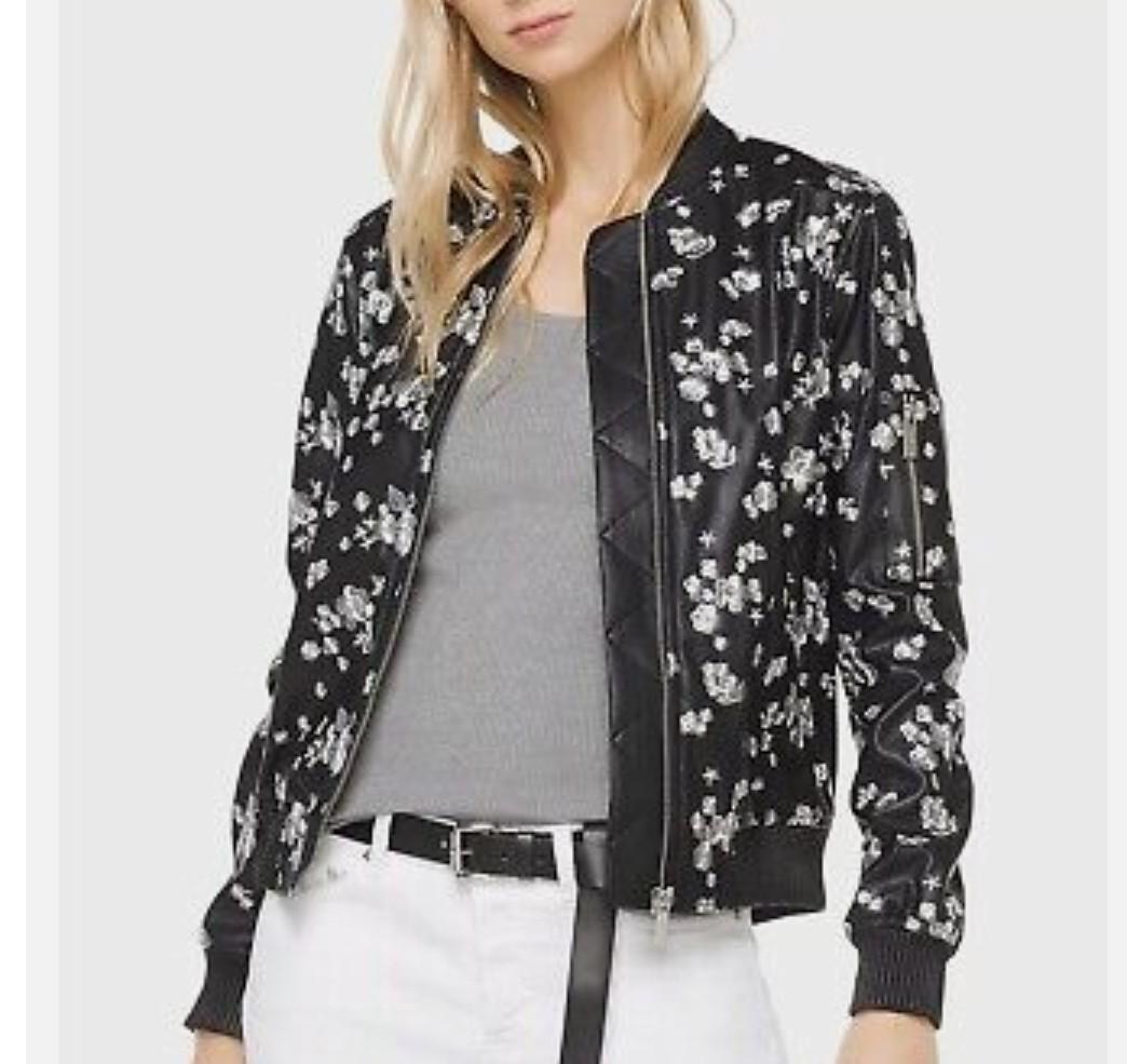 Michael kors floral bomber jacket hot sale