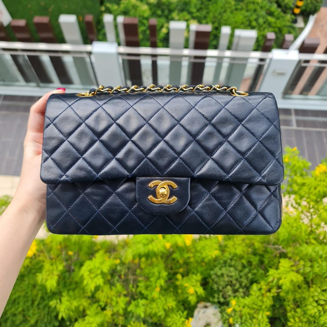 CHANEL Purple Quilted Lambskin Medium Classic Double Flap Bag