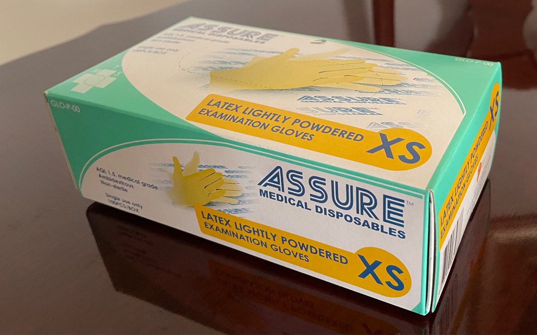 2 BOXES - ASSURE LATEX LIGHTLY POWDERED EXAMINATION GLOVES “XS”, Health ...