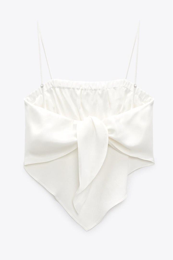AUTH. ZARA Satin Crop Top, Women's Fashion, Tops, Sleeveless on Carousell