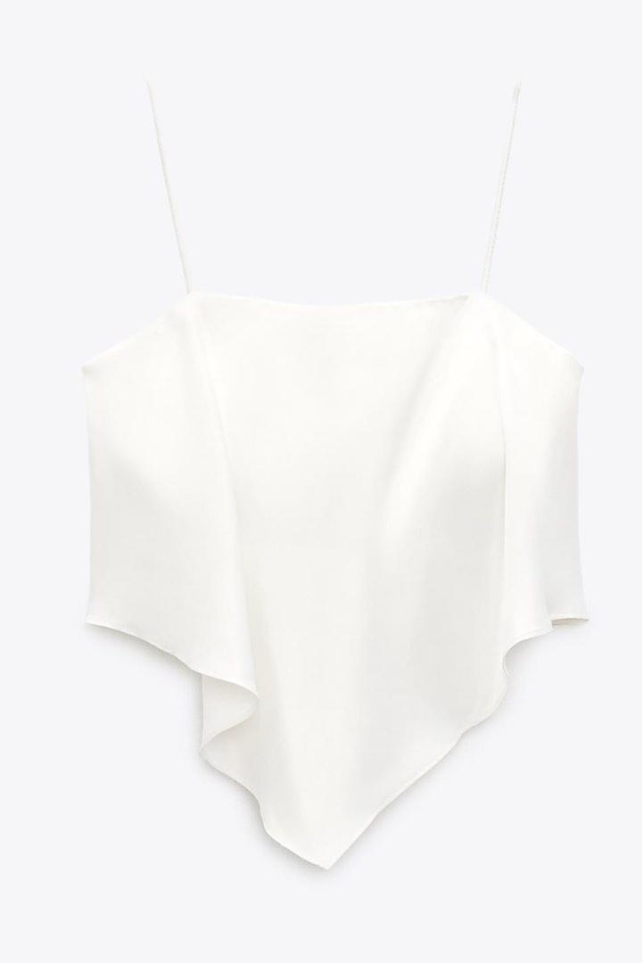 AUTH. ZARA Satin Crop Top, Women's Fashion, Tops, Sleeveless on Carousell