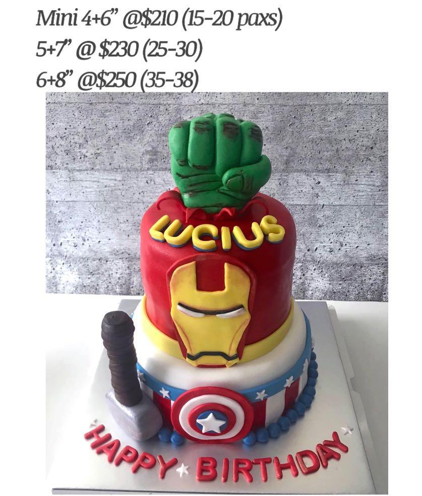 A two-tier superheroes Avengers theme chocolate cake for my nephew. | Cake, Avenger  cake, Character cakes