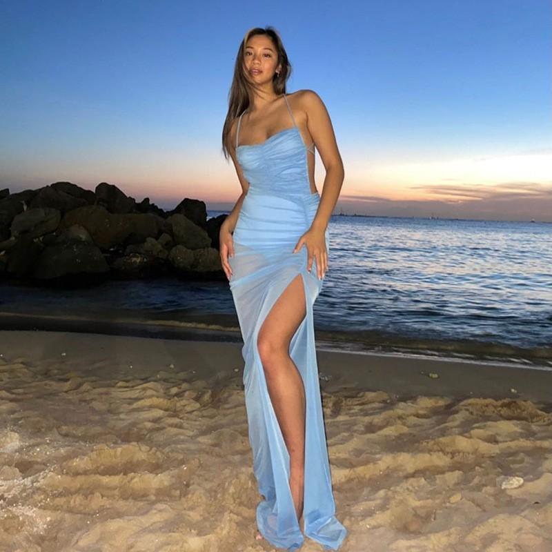 Dresses縲�Summer縲�with縲�Sets,縲�Baby縲�on縲�Beach縲�Maxi縲�Dresses縲�Backless縲�Slit,縲�Fashion,縲�Dress縲�Women's縲�Mesh縲�Blue縲�Carousell
