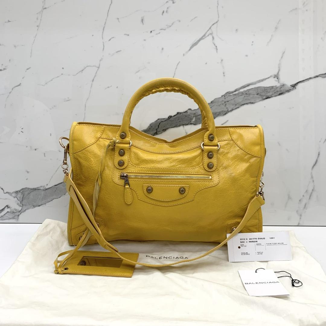 BALENCIAGA 281770 YELLOW LEATHER CITY SHOULDER BAG 227020698 Luxury Bags Wallets on Carousell