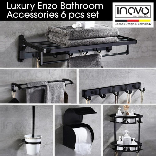 INOVO Loure Bathroom Accessories in Stainless Steel 6 pcs set - INOVO  Singapore