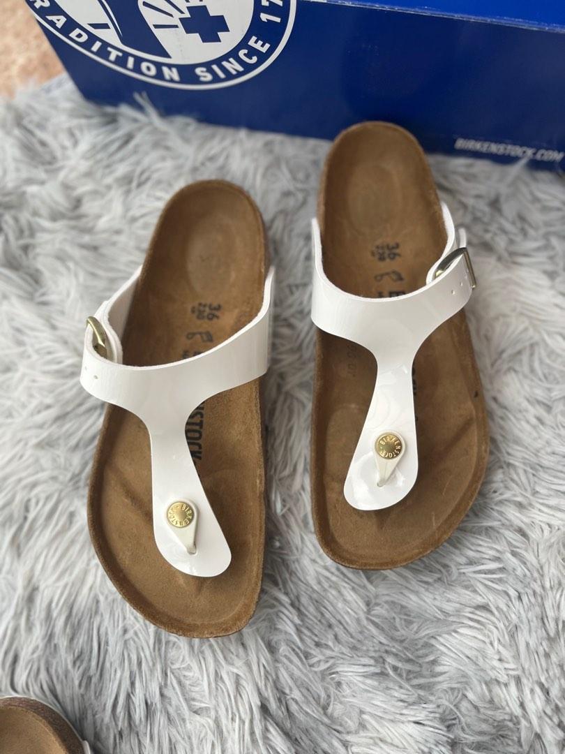 birkenstock gizeh patent white