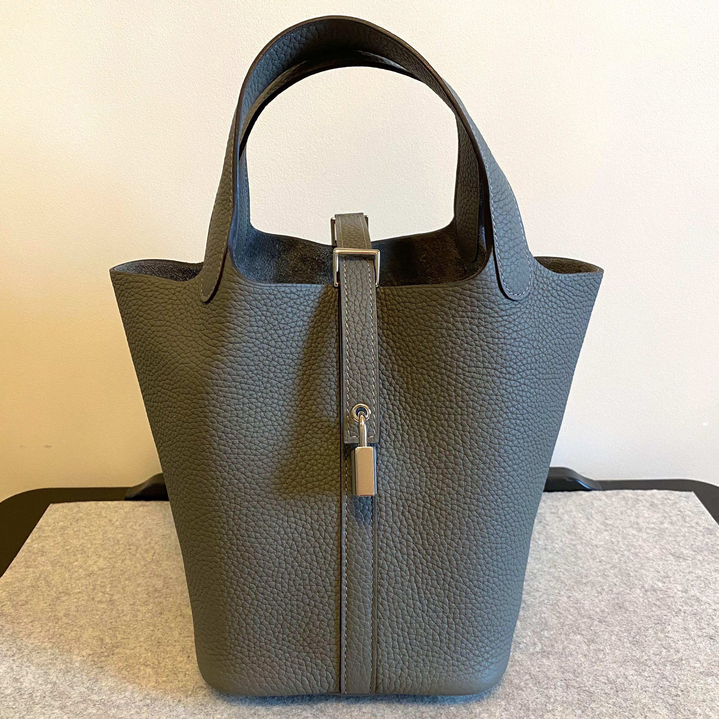 Hermes Picotin Lock 18 PM Gris Meyer Gold Hardware Bag